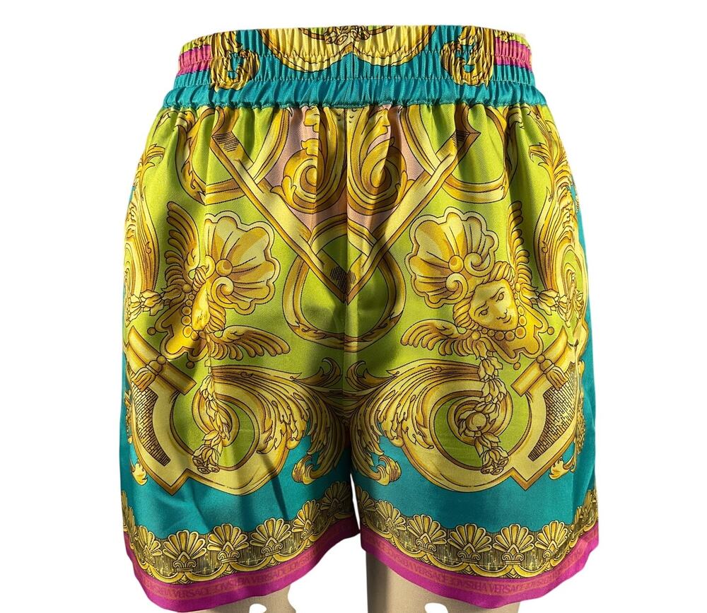 Versace Silk Multicolor Barocco Goddess Shorts 36 IT / 0 US